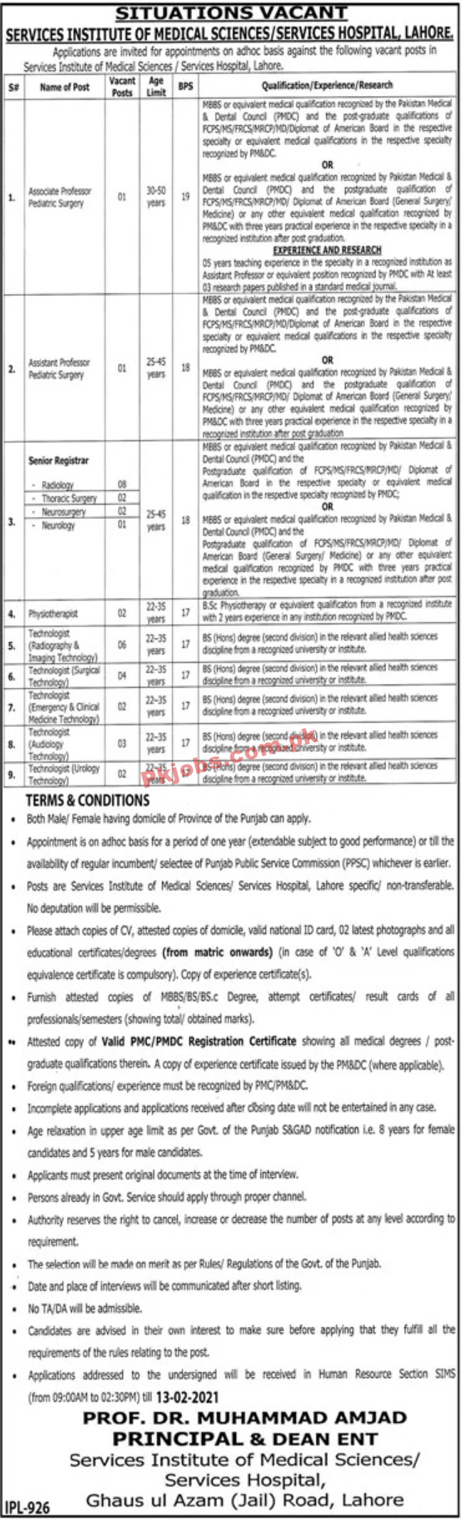 Jobs in Services Hospital Lahore