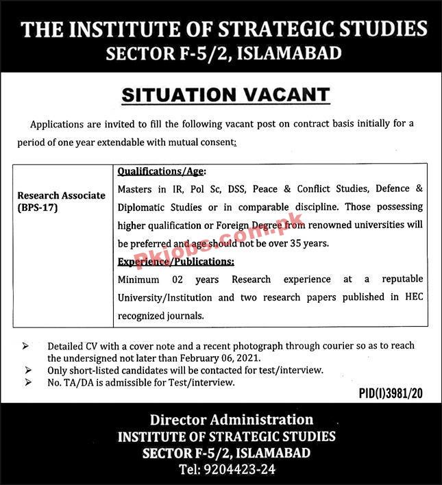 Jobs in The Institute of Strategic Studies Islamabad