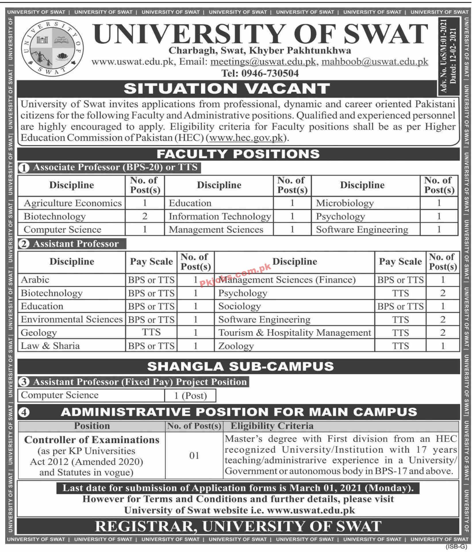 Jobs in University of Swat
