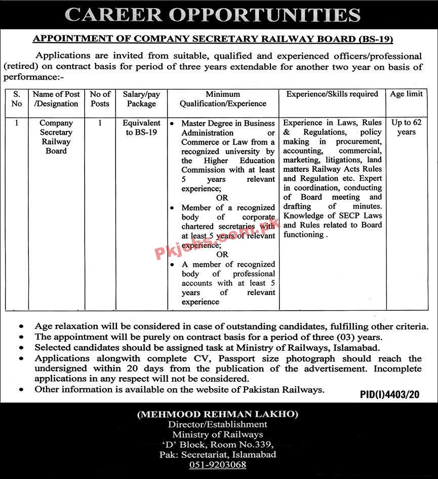 Jobs in Ministry of Railways