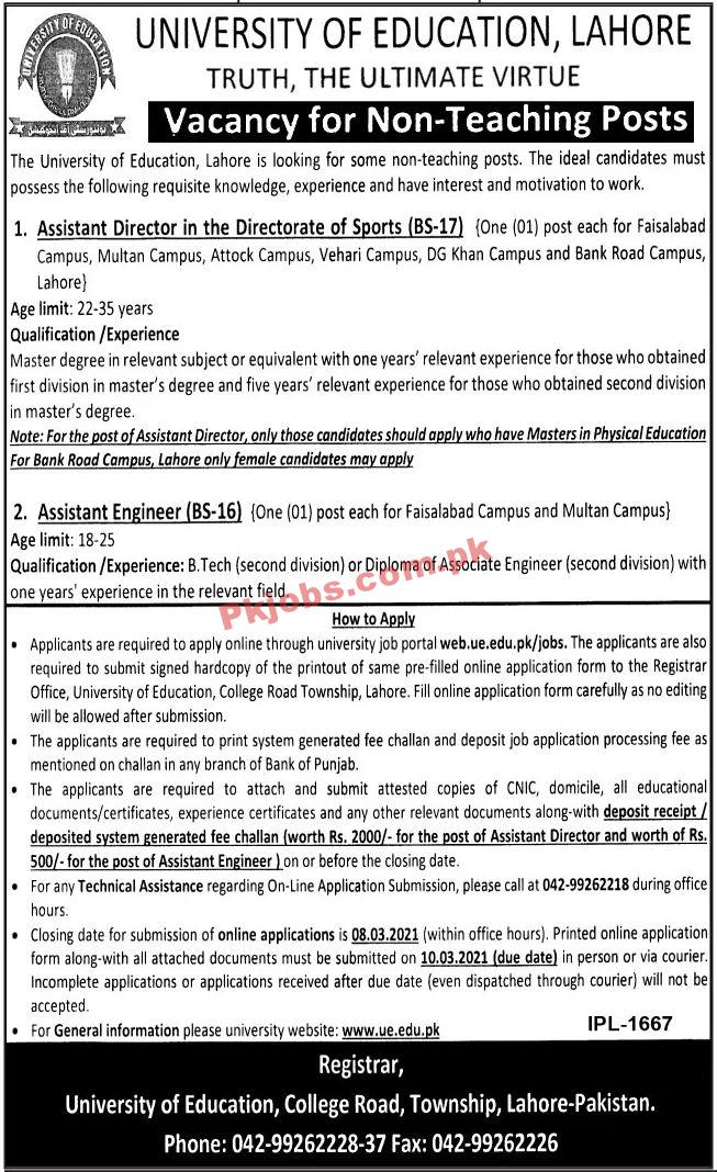 Jobs in University of Education Lahore