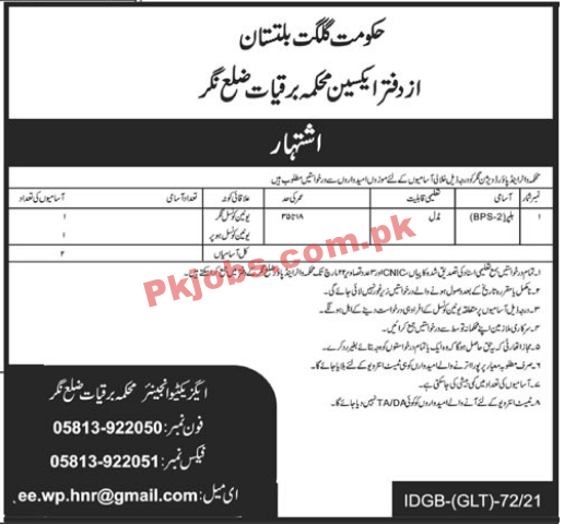 Electricity Department Management PK Jobs 2021