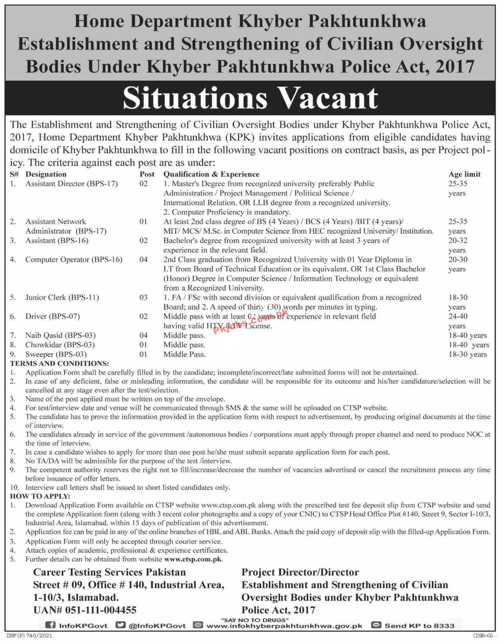 Government Home Department Management Jobs 2021