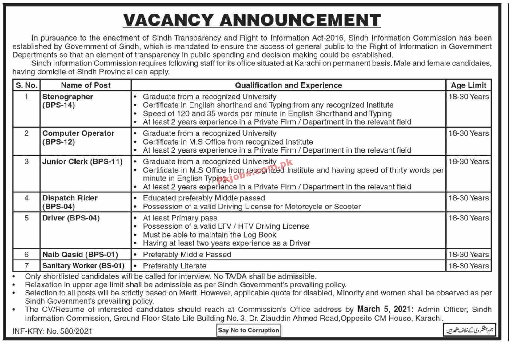 Government Information Commission Management PK Jobs 2021