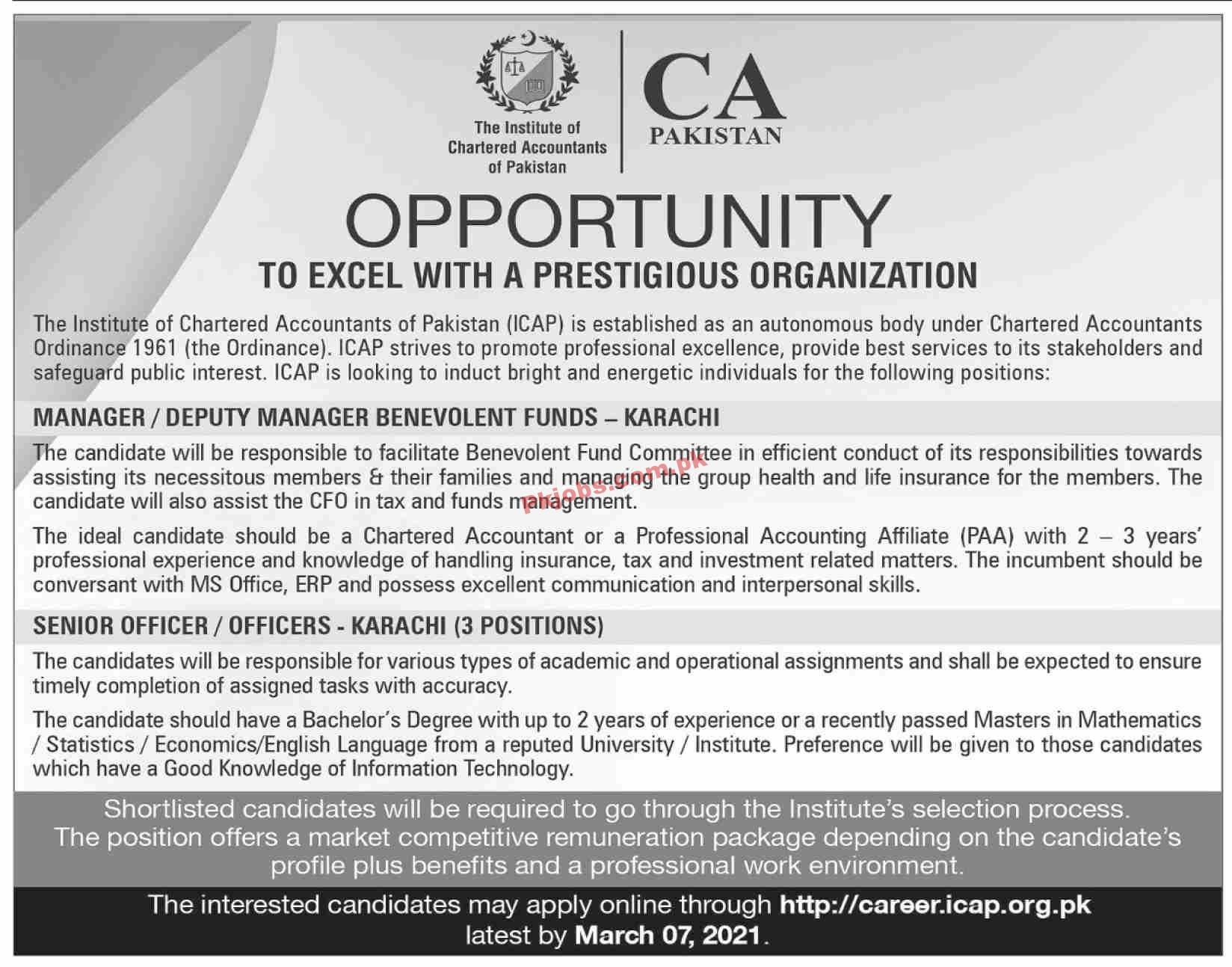 Institute of Chartered Accountants of Pakistan (ICAP) PK Jobs 2021