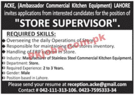 Jobs in Ambassador Commercial Kitchen Equipment ACKE Lahore
