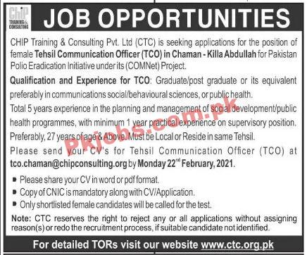 Jobs in CHIP Training & Consulting Pvt Ltd
