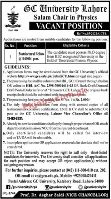 Jobs in GC University