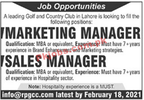 Jobs in Golf and Country Club
