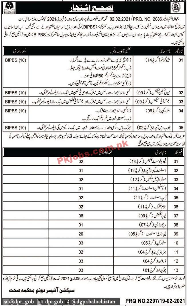 Jobs in Government of Balochistan Health Department
