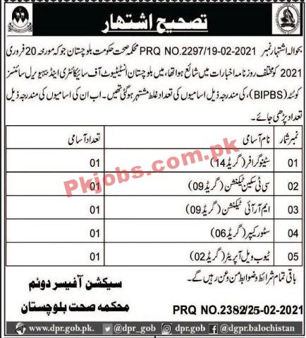 Jobs in Health Department Balochistan