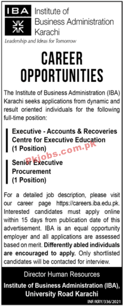 Jobs in Institute of Business Administration IBA Karachi