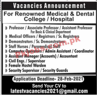 Jobs in Medical & Dental College