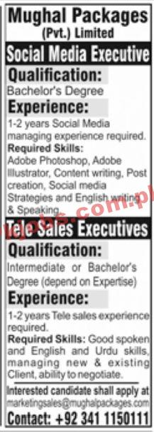 Jobs in Mughal Packages Pvt Limited