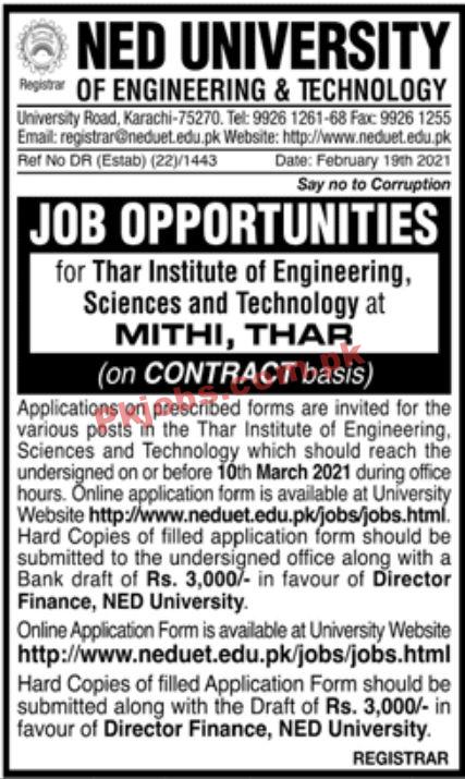 Jobs in NED University of Engineering & Technology