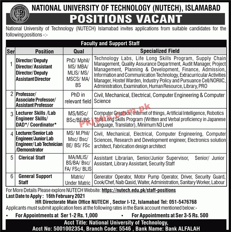 Jobs in National University of Technology