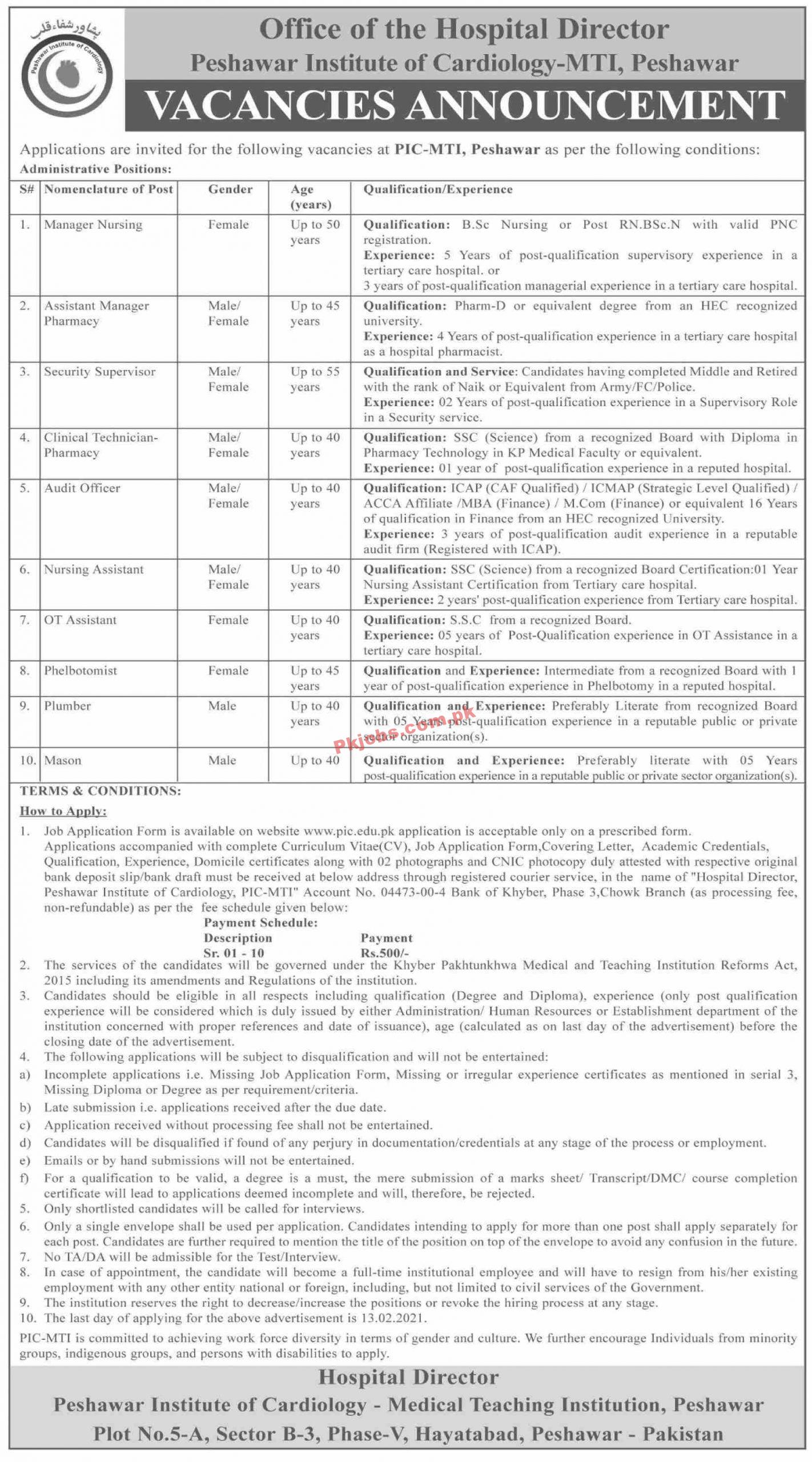 Jobs in Peshawar Institute of Cardiology MTI