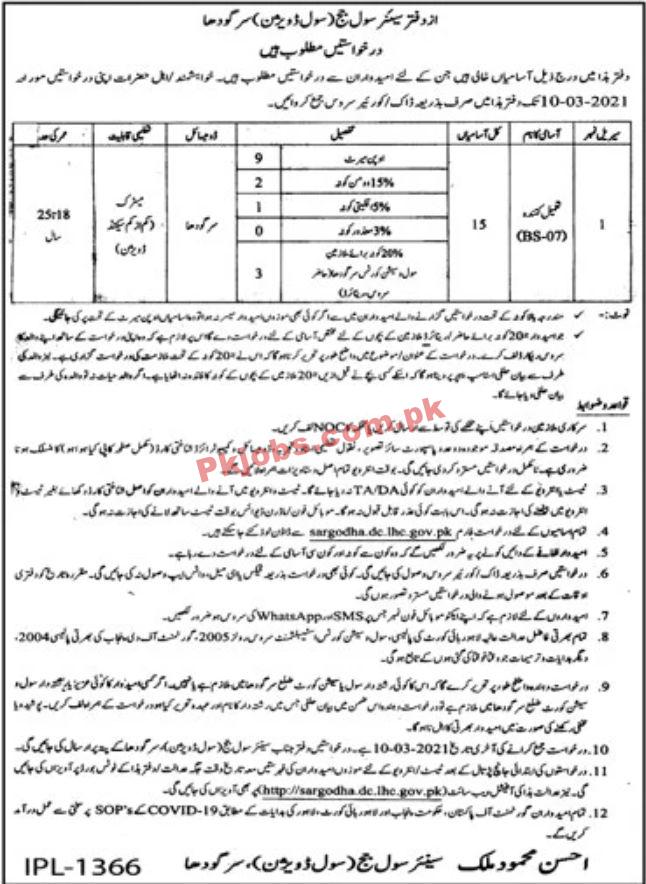 Jobs in Senior Civil Judge Sargodha