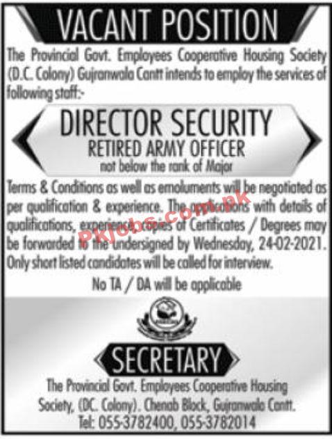 Jobs in The Provincial Govt Employees Cooperative Housing Society