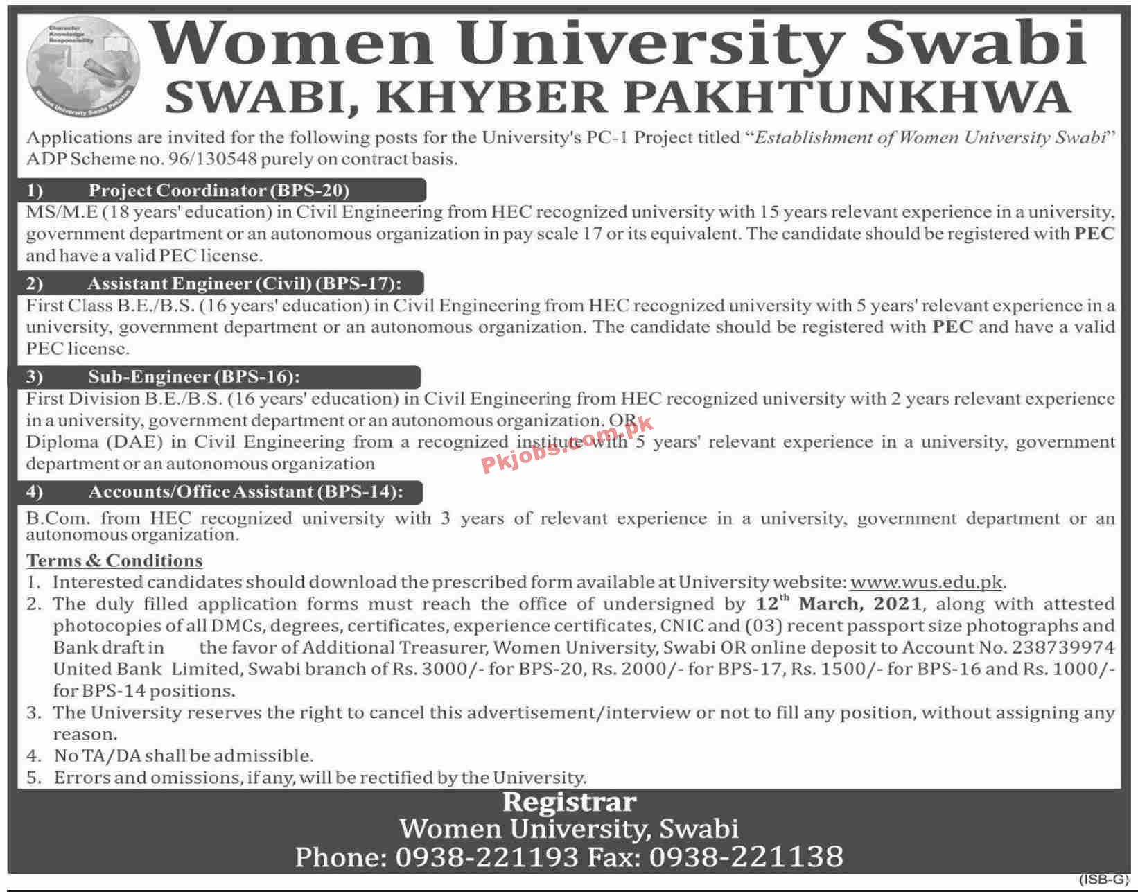 Jobs in Women University Swabi