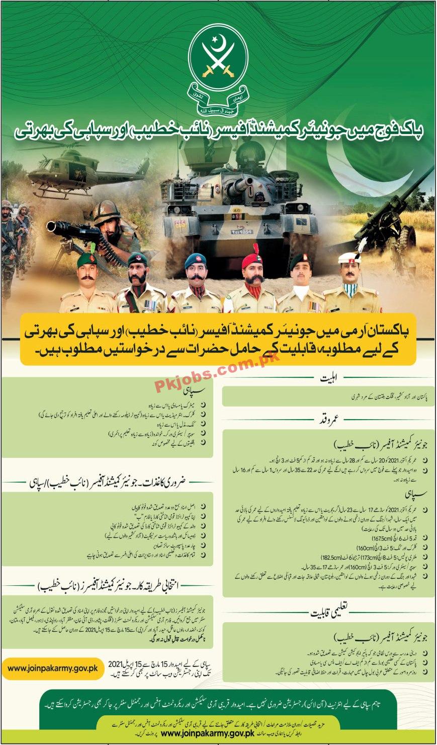 Join Pakistan Army as Junior Commissioned Officer 2021