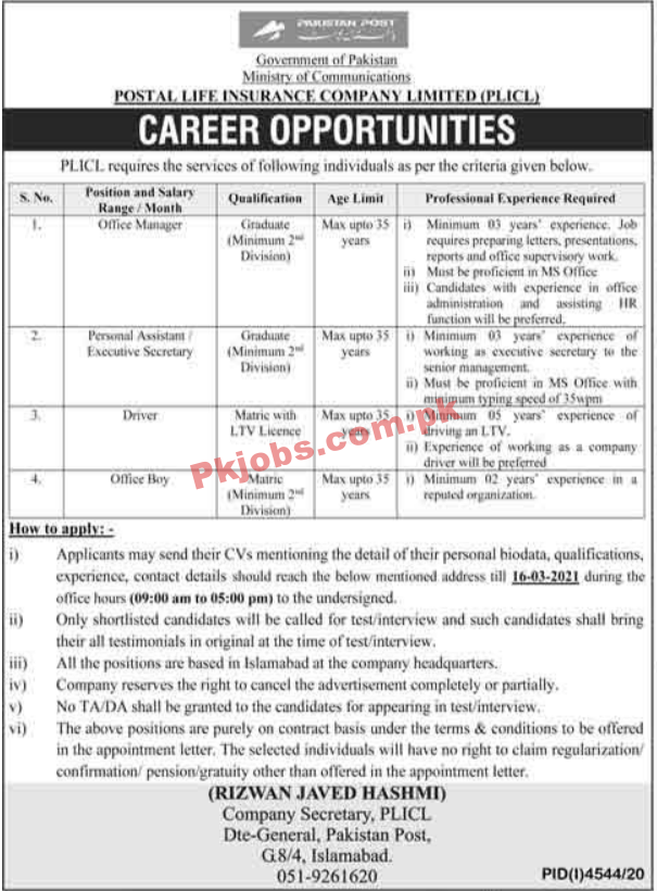 Ministry of Communications Management PK Jobs 2021