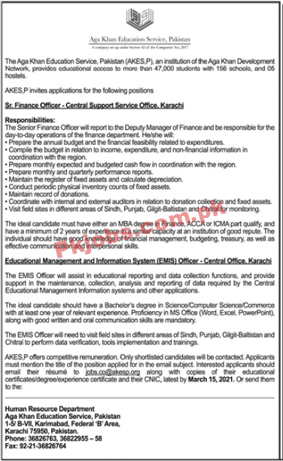 The Aga Khan Education Service Pakistan (AKESP) NGO PK Jobs 2021