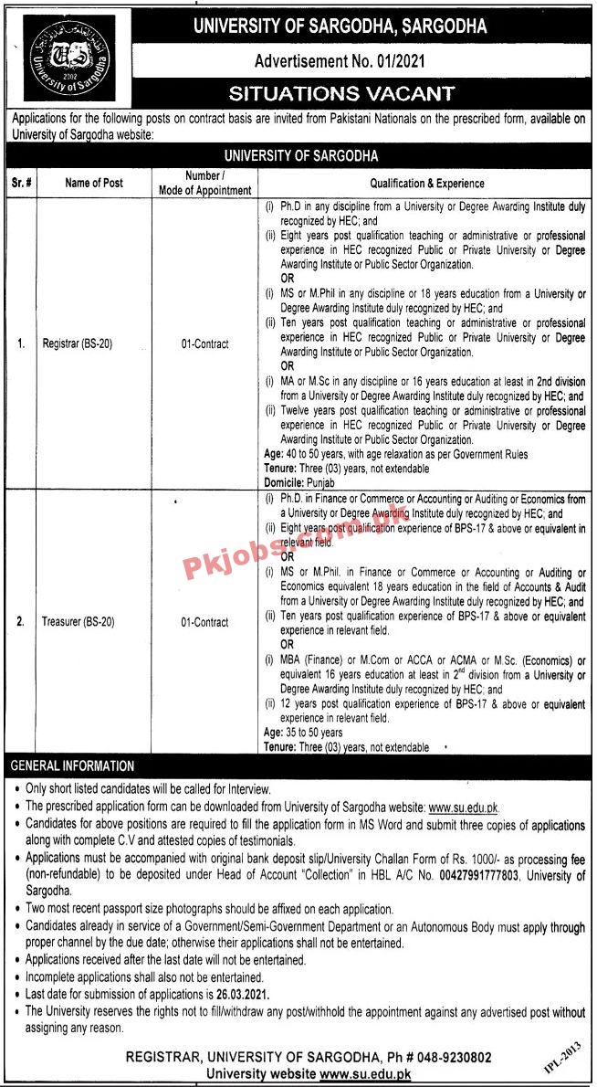 Jobs in University of Sargodha