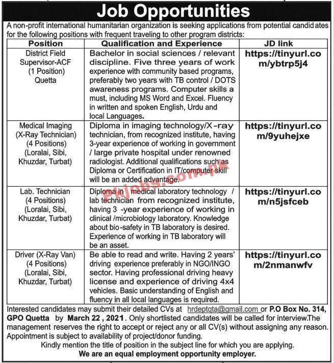 Jobs in Non-Profit International Humanitarian Organization