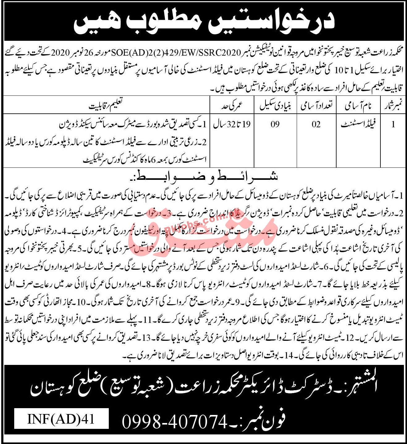 Jobs in Agriculture Department