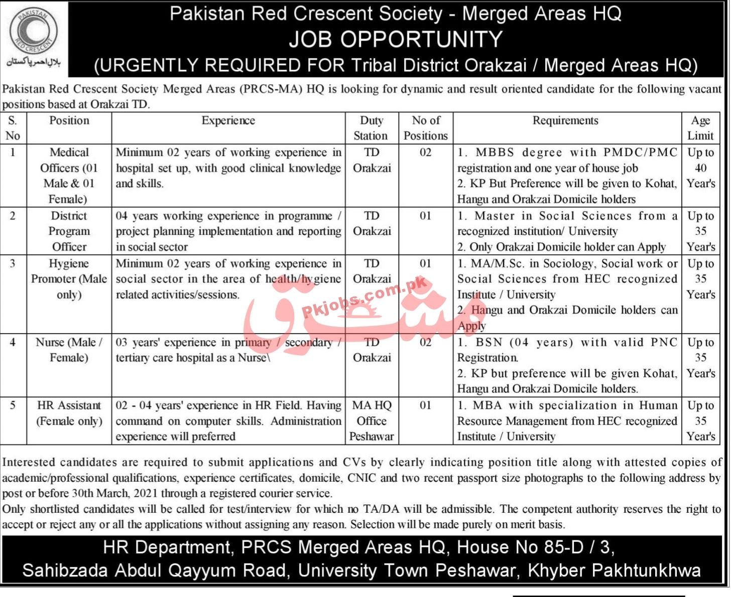 Pakistan Red Crescent Society (PRCS) PK Jobs 2021