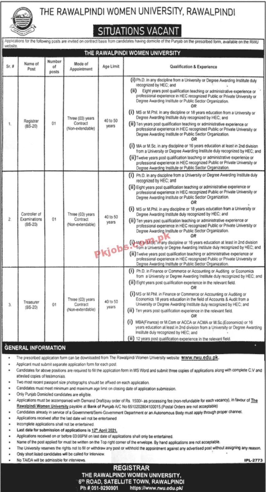 Jobs in The Rawalpindi Women University