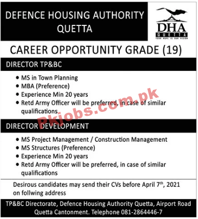 Defence Housing Authority (DHA) Management PK Jobs 2021