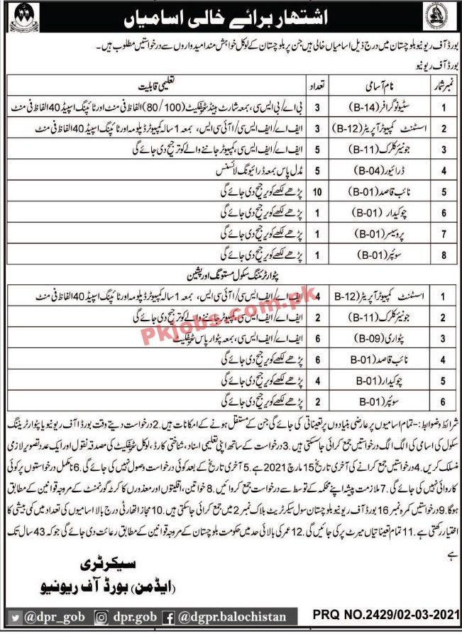 Board of Revenue Management PK Jobs 2021