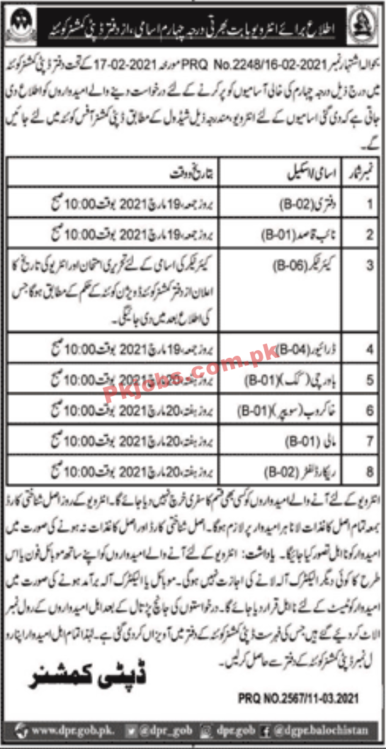 Deputy Commissioner Office Management PK Jobs 2021