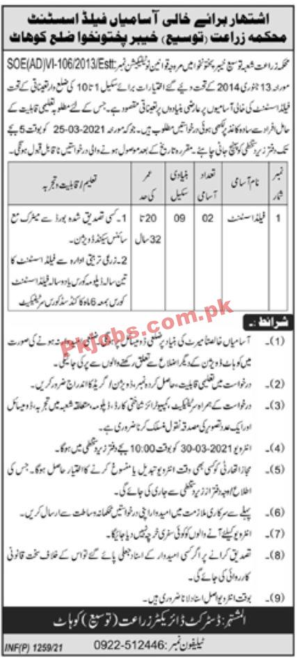 Jobs in Agriculture Department