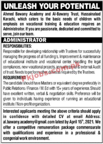 Jobs in Ahmed Bawany Academy