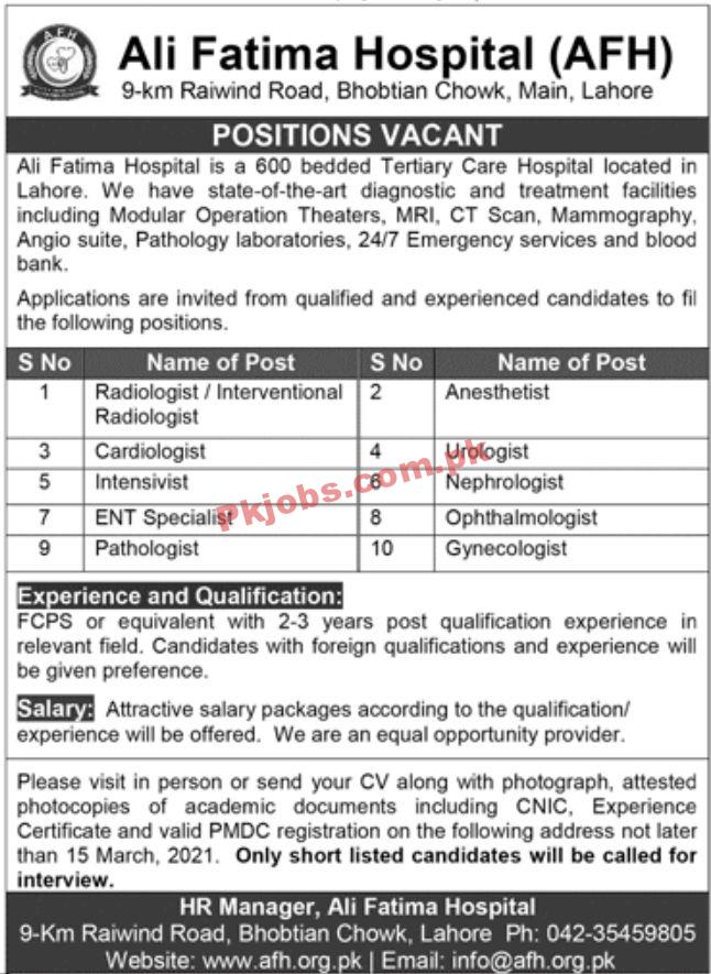 Jobs in Ali Fatima Hospital AFH