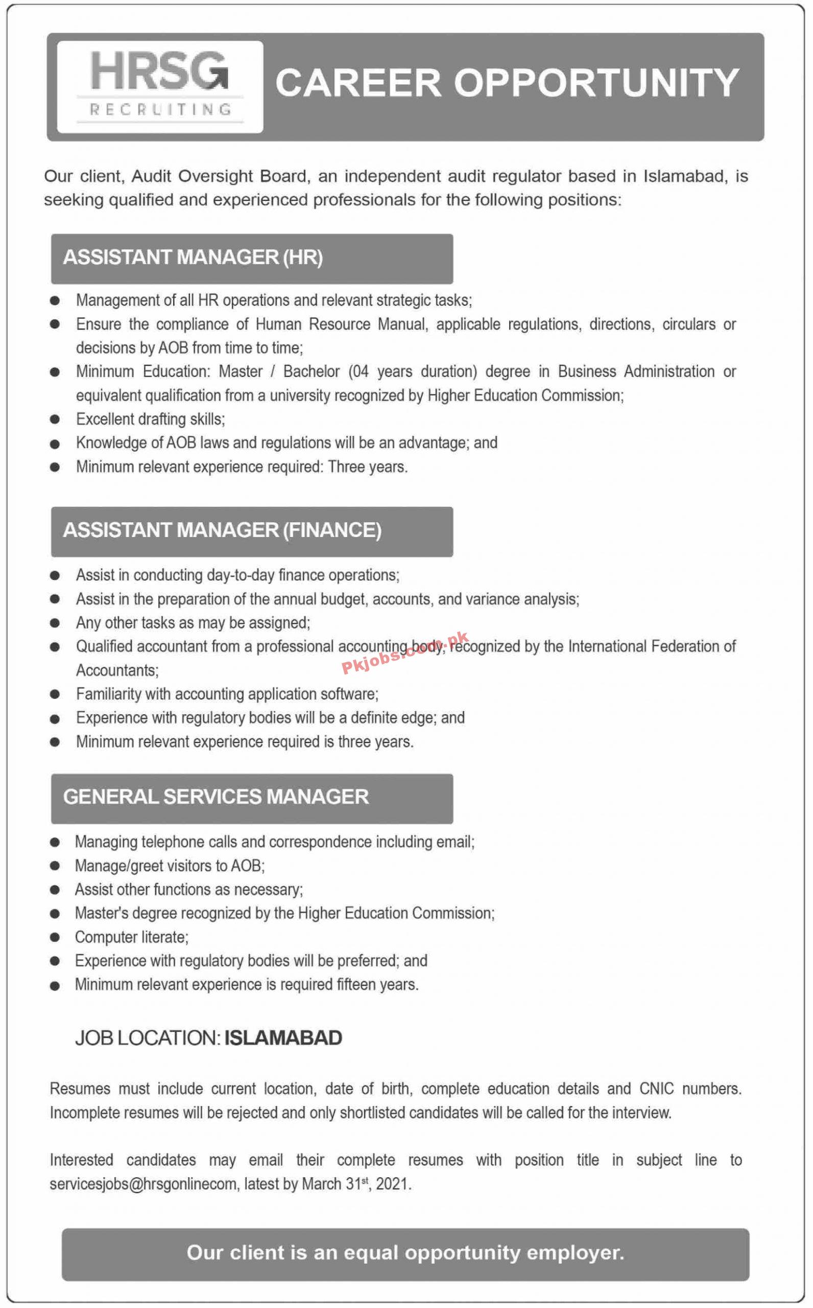 Jobs in Audit Oversight Board