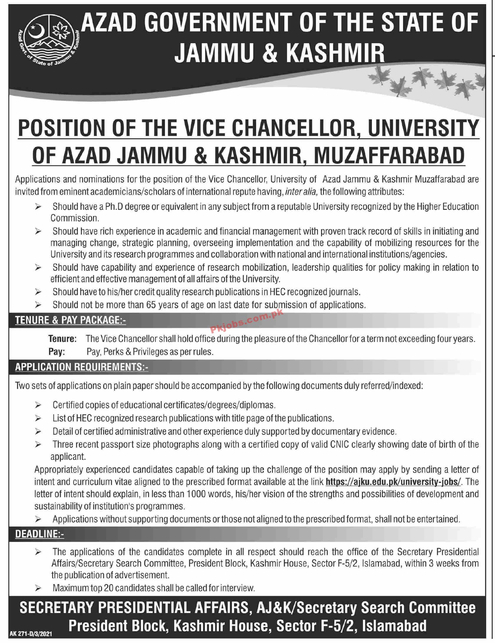 Jobs in Azad Government of the State of Jammu & Kashmir