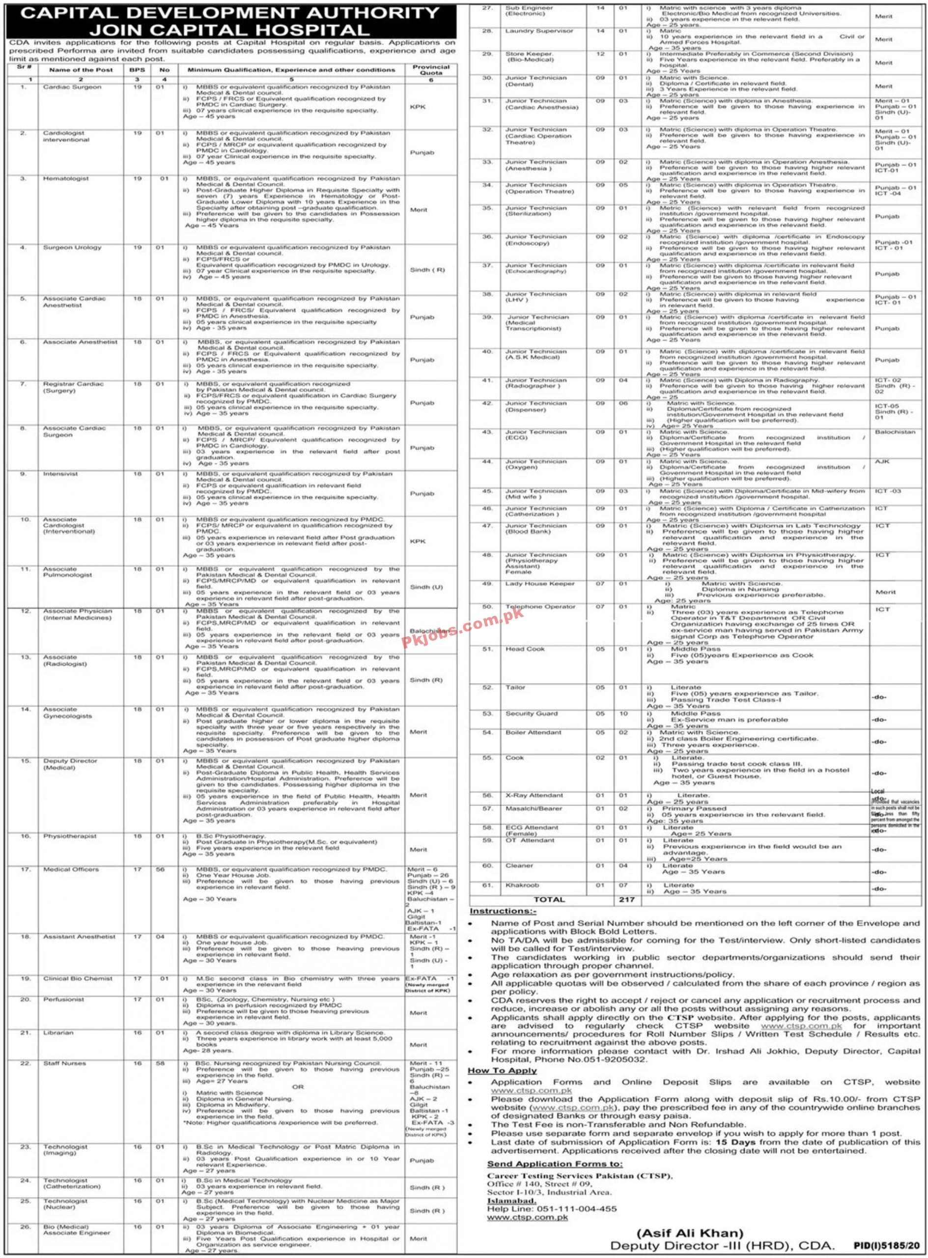 Jobs in CDA Islamabad