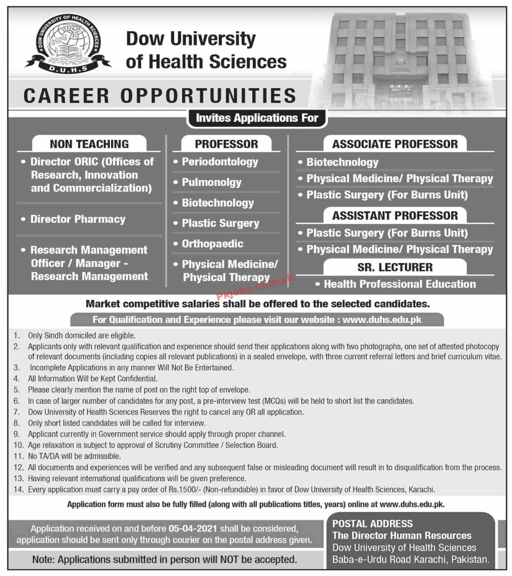 Jobs in DOW University of Health Science