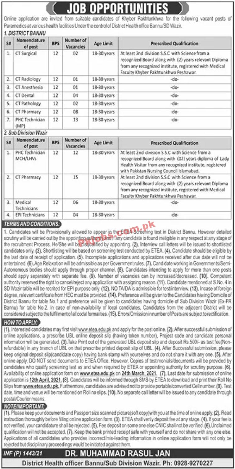 Jobs in District Health Officer Bannu