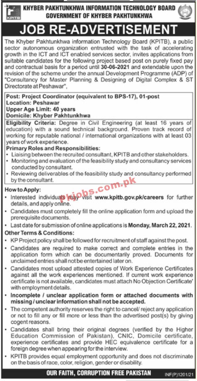 Jobs in Government of Khyber Pakhtunkhwa KPITB