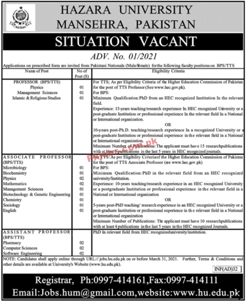 Jobs in Hazara University