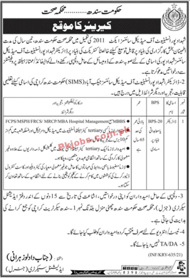 Jobs in Health Department Sindh