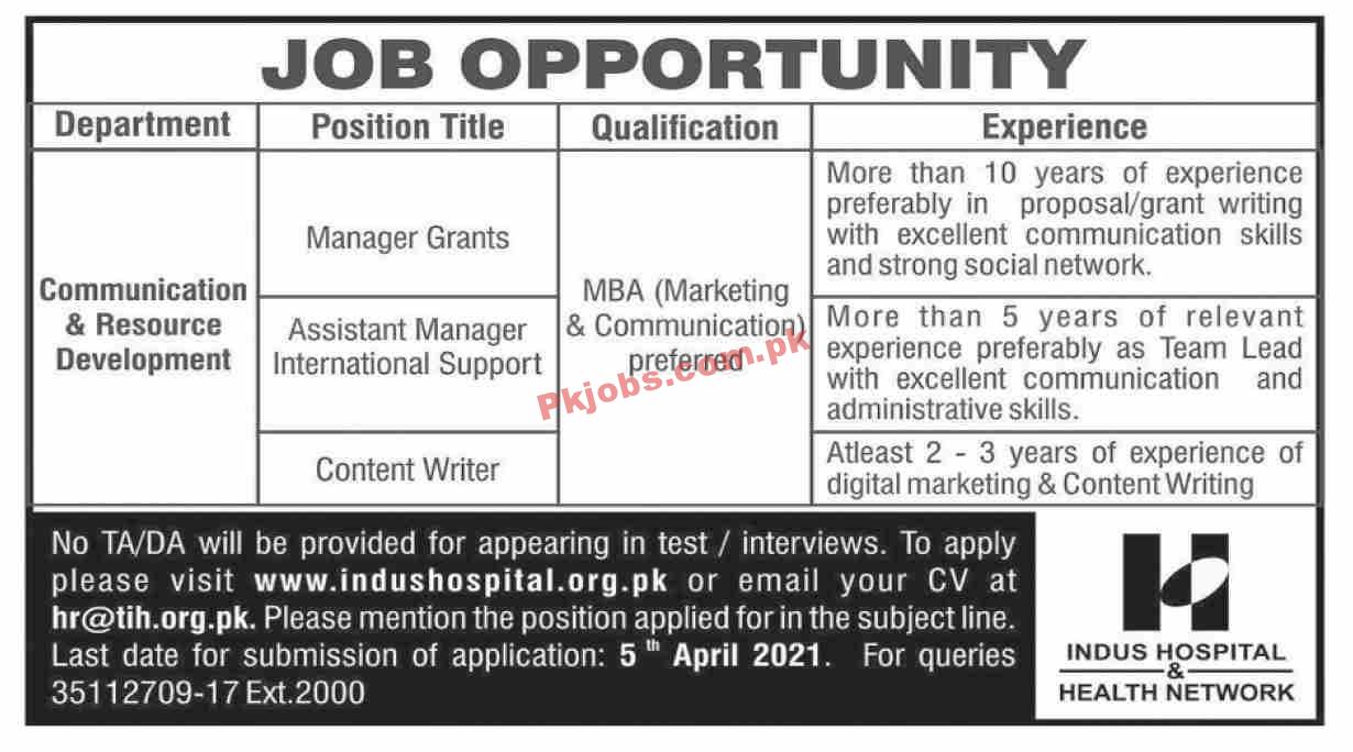 Jobs in Indus Hospital