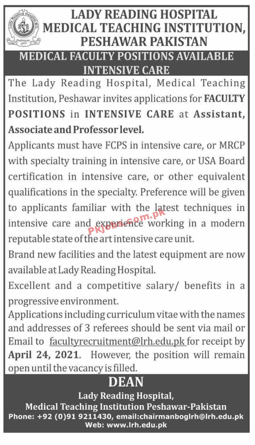 Jobs in Intensive Care Department Lady Reading Hospital