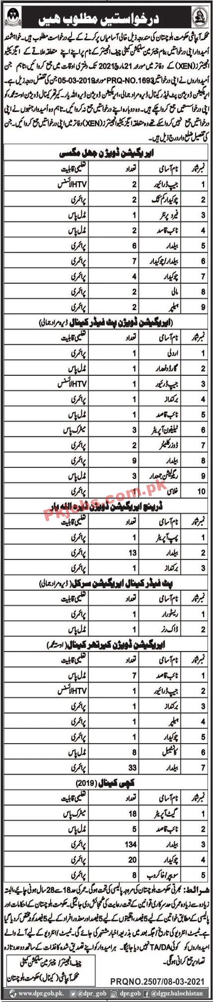 Jobs in Irrigation Department Government of Balochistan