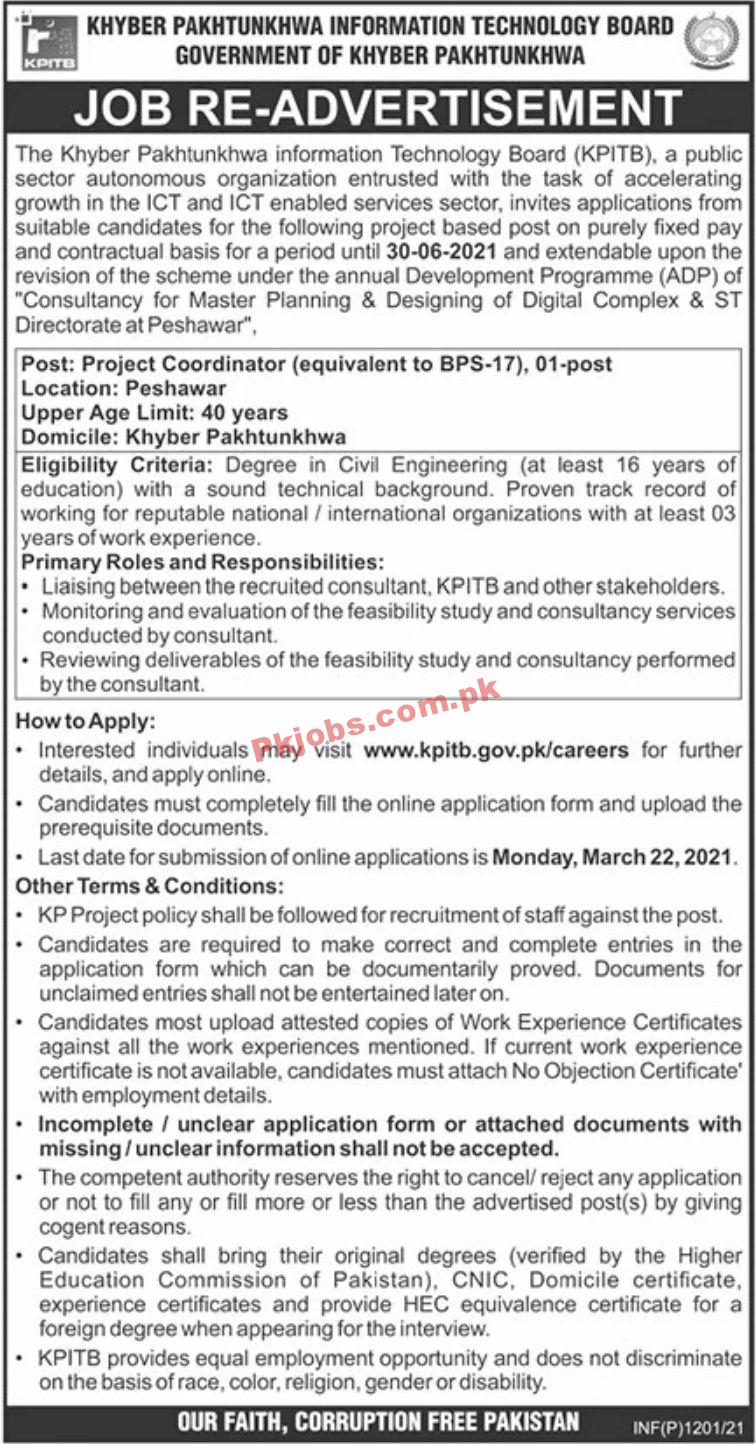 Jobs in Khyber Pakhtunkhwa Information Technology Board KPITB